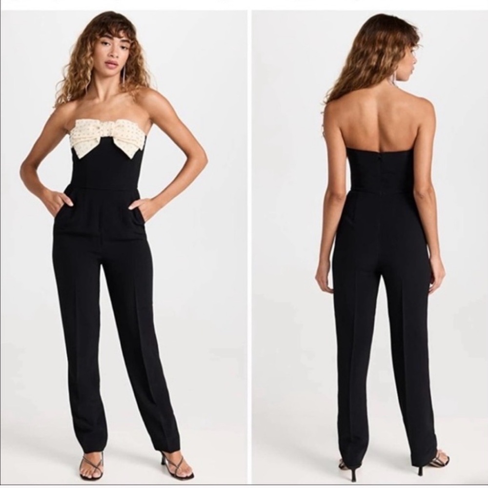 NWT Saloni Sabine Embellished Bow Cady Jumpsuit size 0
